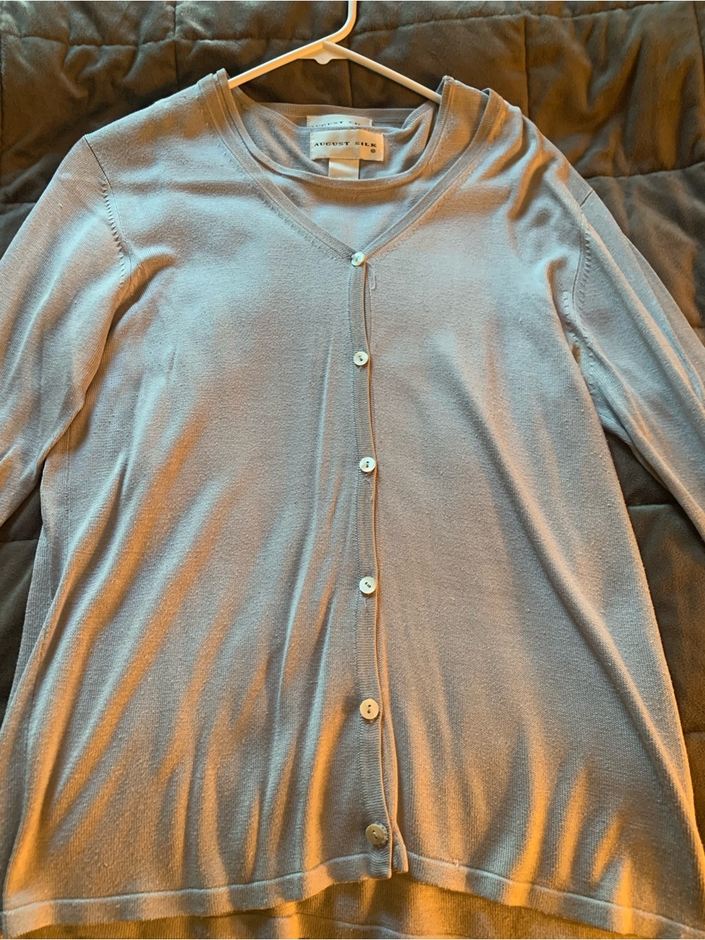 august silk Pale Blue Button-Front Lightweight Cardigan